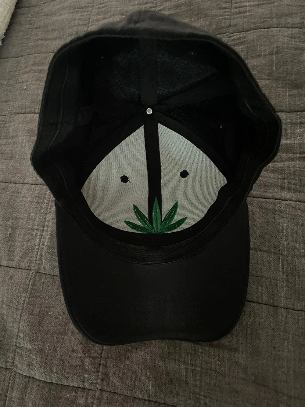 Black fit Baseball Cap with Green Leaf Embroidery